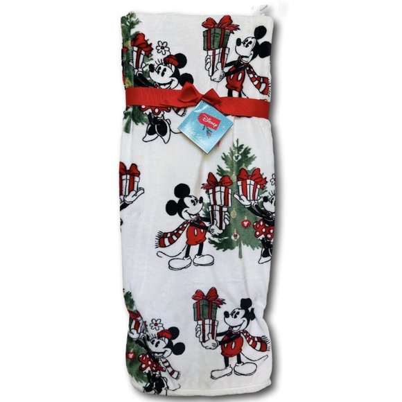 Disney Mickey Minnie Mouse Christmas Plush Blanket Throw Holiday - Picture 1 of 5
